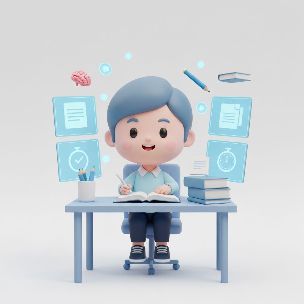 QuillGlow AI Study Platform - 3D character studying with smart tools