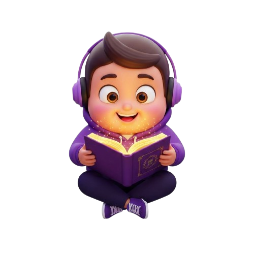 Student reading with headphones